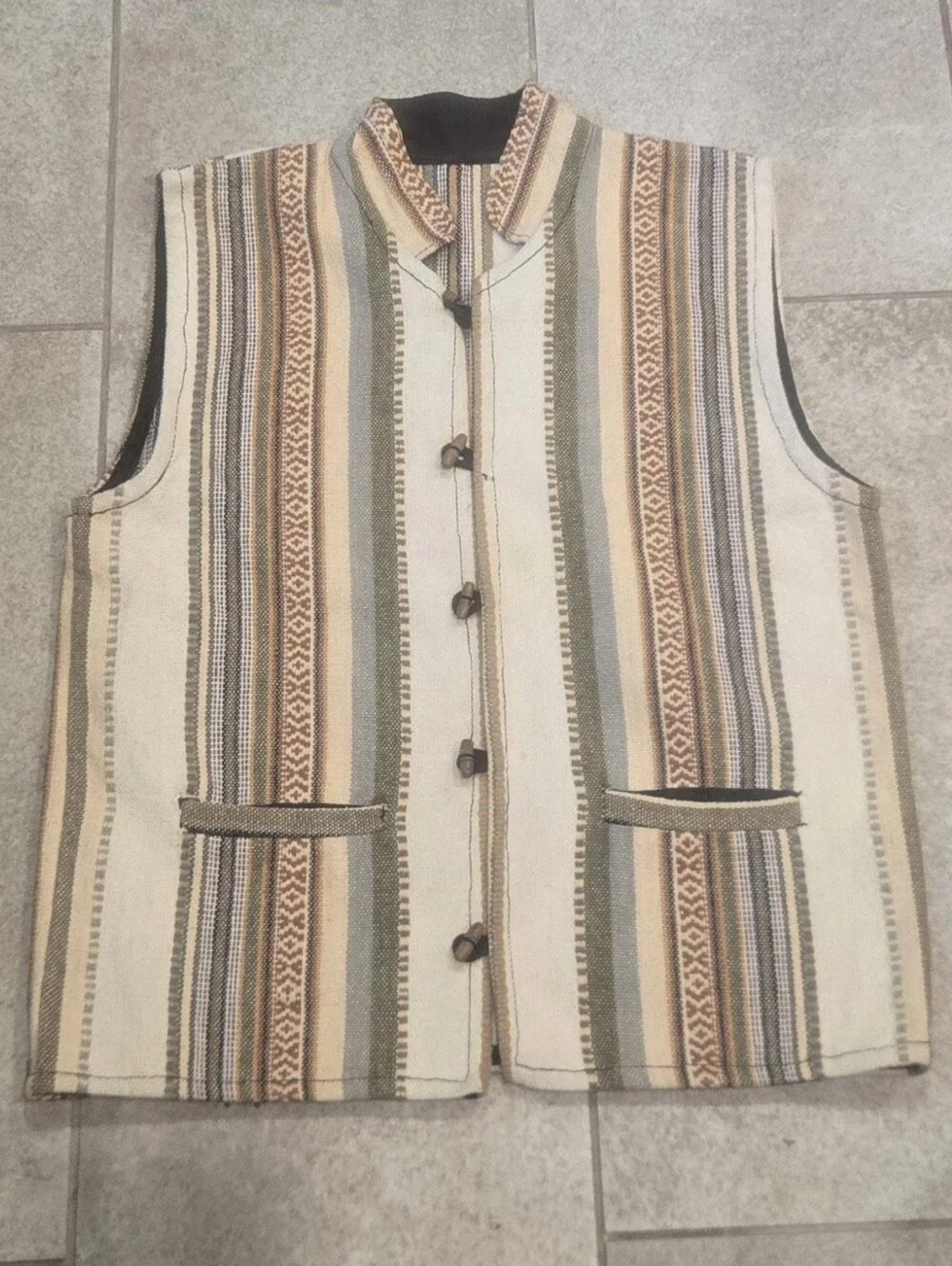 Vtg Southwestern Woven Tapestry Vest